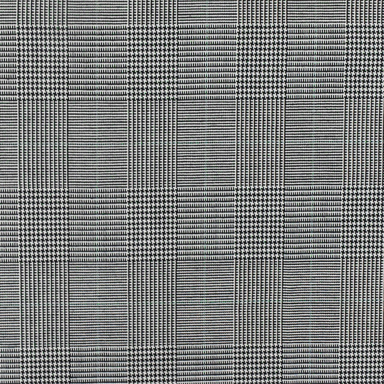 Nature Black-White-Green Glen Plaid Wool Polyester Woven Suiting Fabric By the Yard